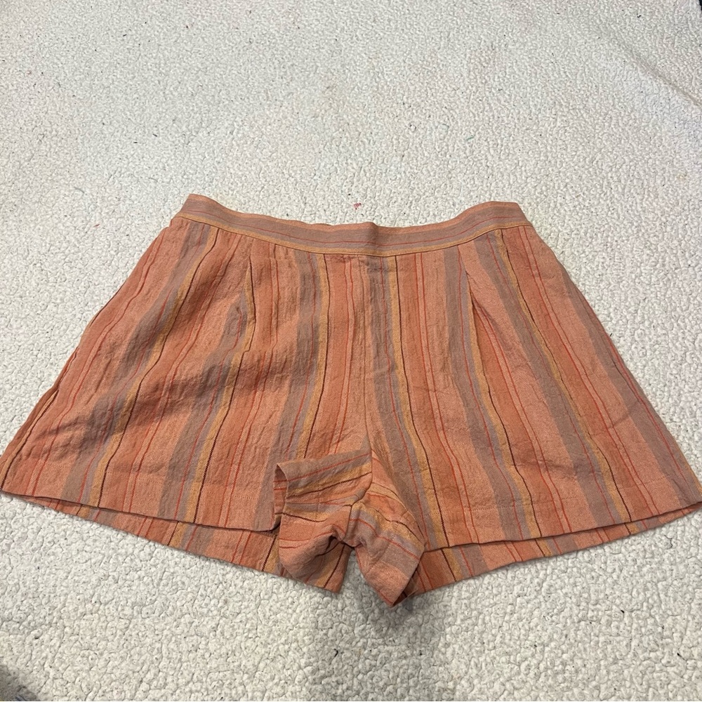 EUC Madewell Clean Pull-On Shorts in Herringbone Stripe Linen Blend - Picture 3 of 6